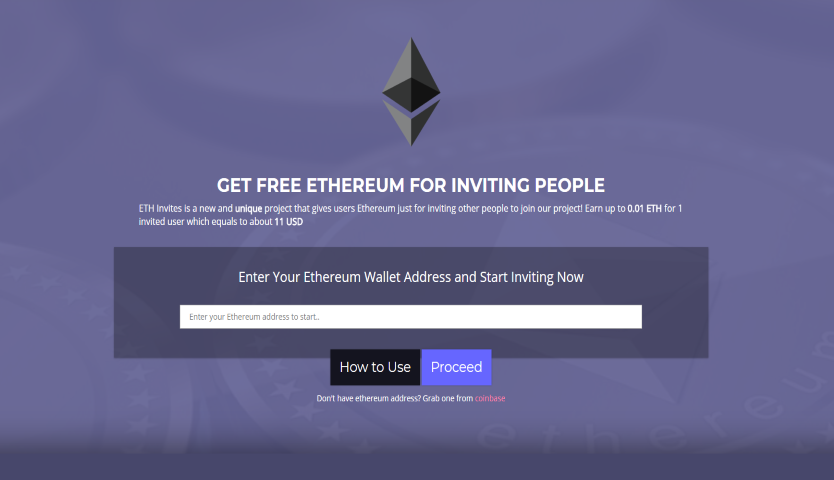 ETH Invites - Earn Free Ethereum For Inviting Friends 0.01 ETH per Invite